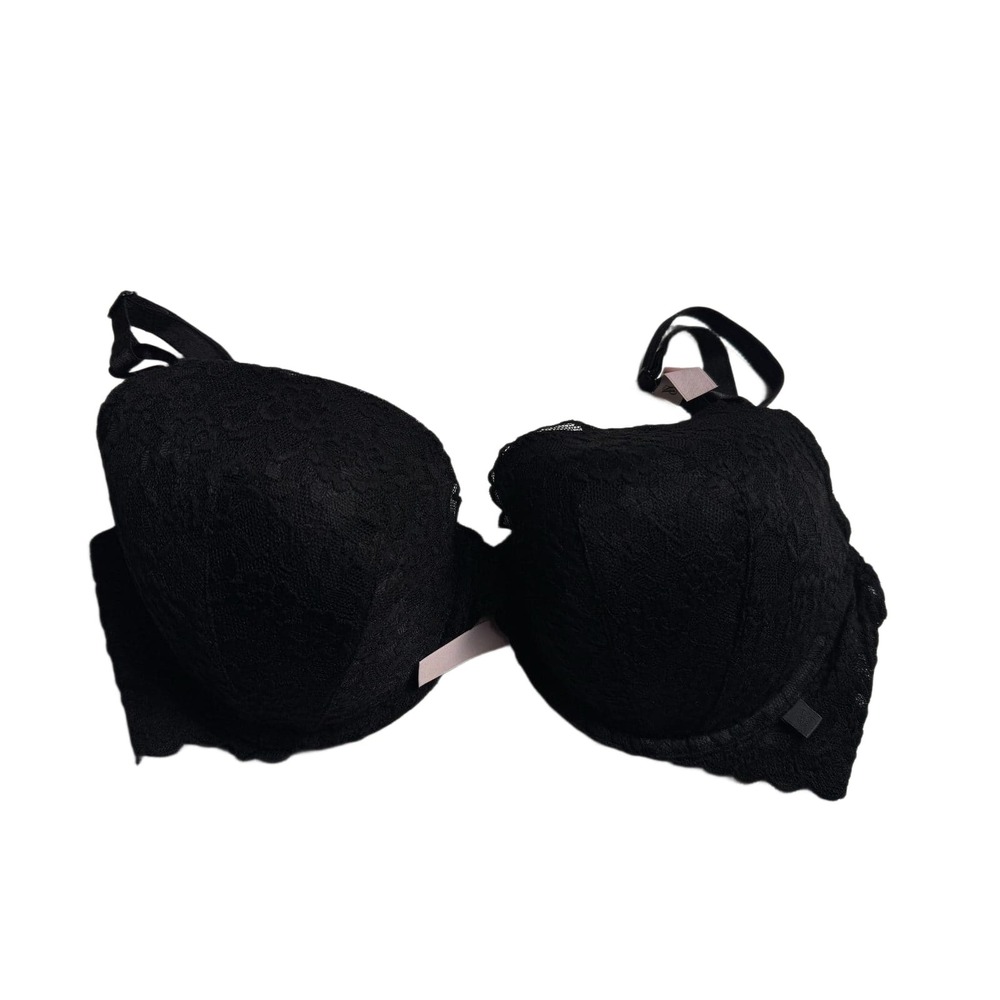 Victoria's Secret 38D Black Lace Push Up Bra Lined Underwire Convertible NWT